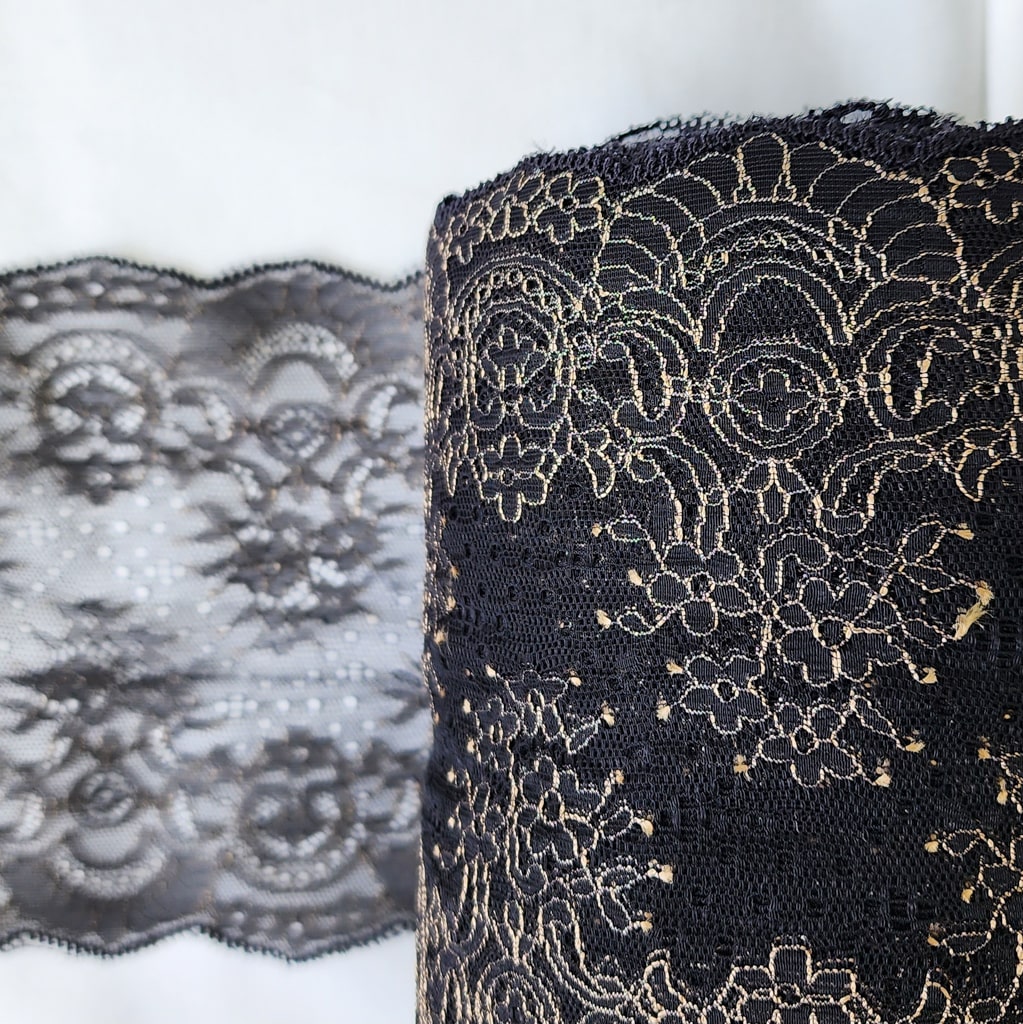 Tissu Ruban Dentelle Or Noir Les Tissées