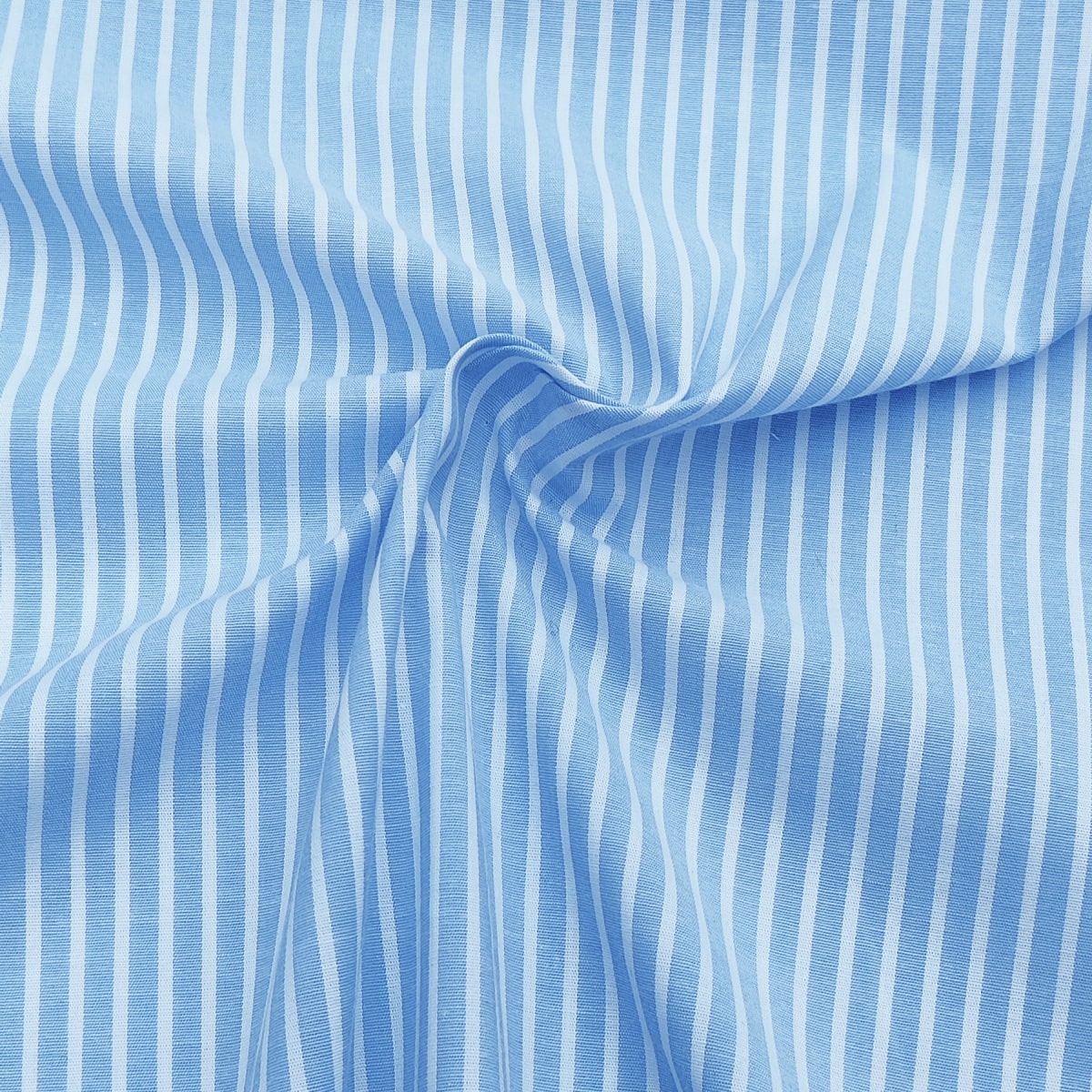 Yarn Dyed Cotton Fabric, Baby Blue & White Stripes