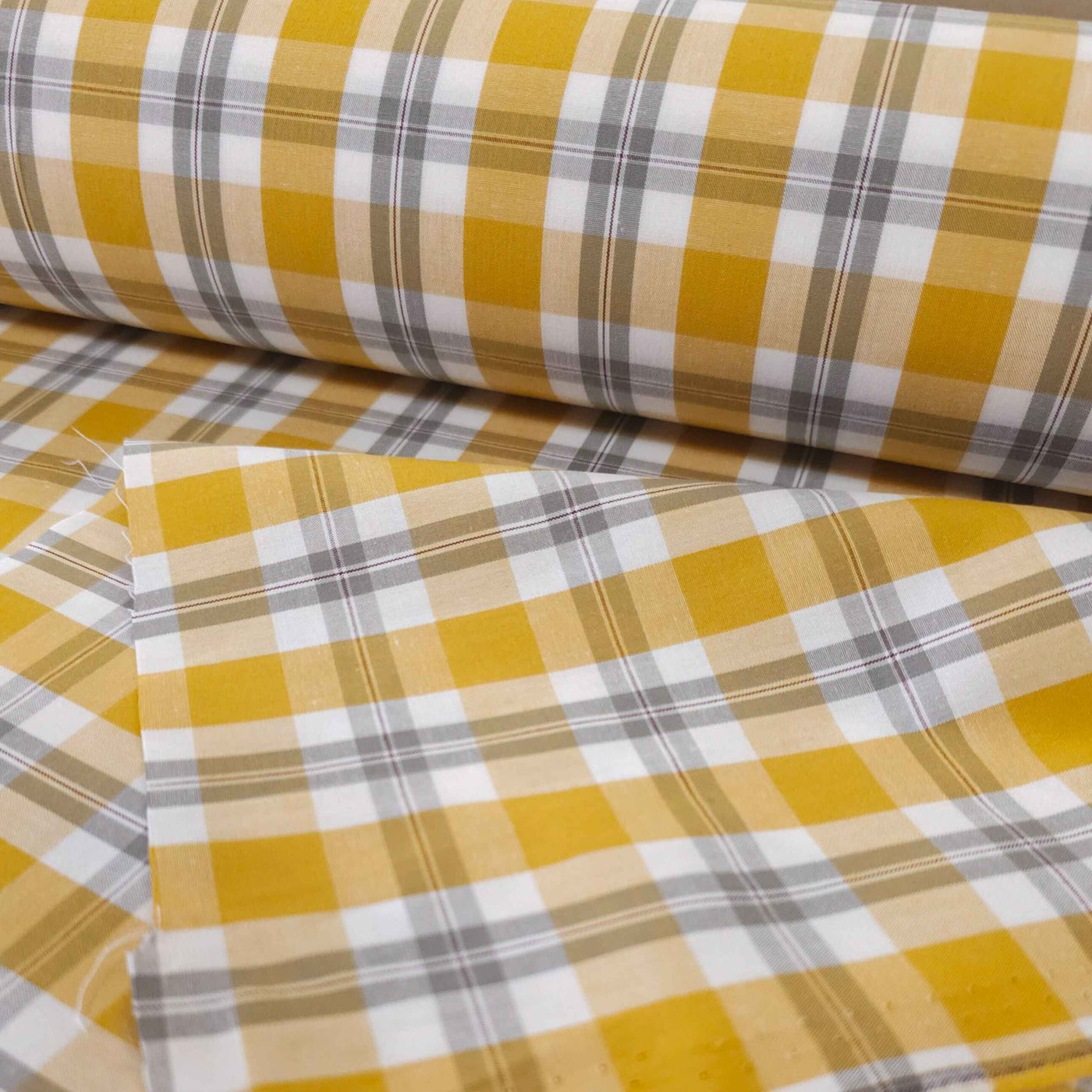 Yarn Dyed Cotton | Plaid | Yellow & Gray