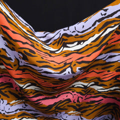 100% Rayon Poplin Fabric | Abstract Marbled Stripes | Multicolour