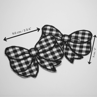 Iron-On Patch | Bow | Black & White Gingham