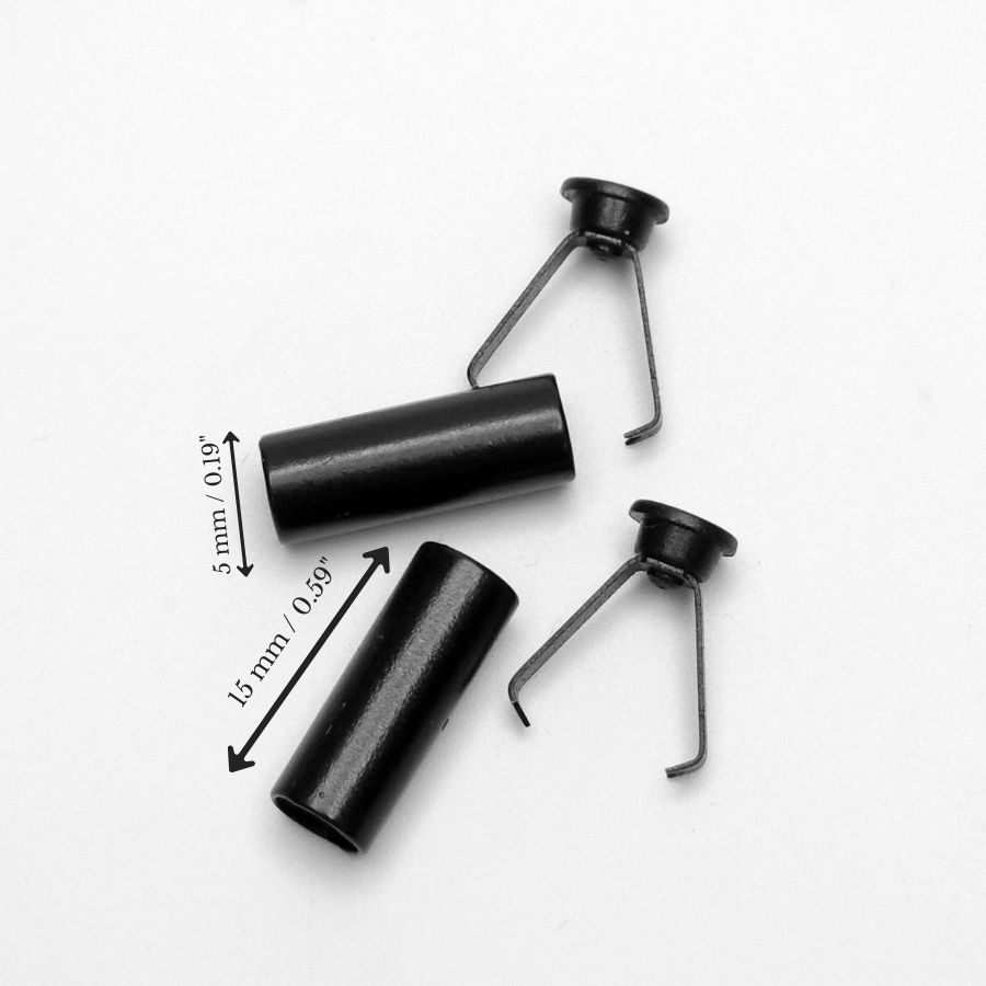 Metal Cord Ends | 2 Pieces | 5 mm - Black