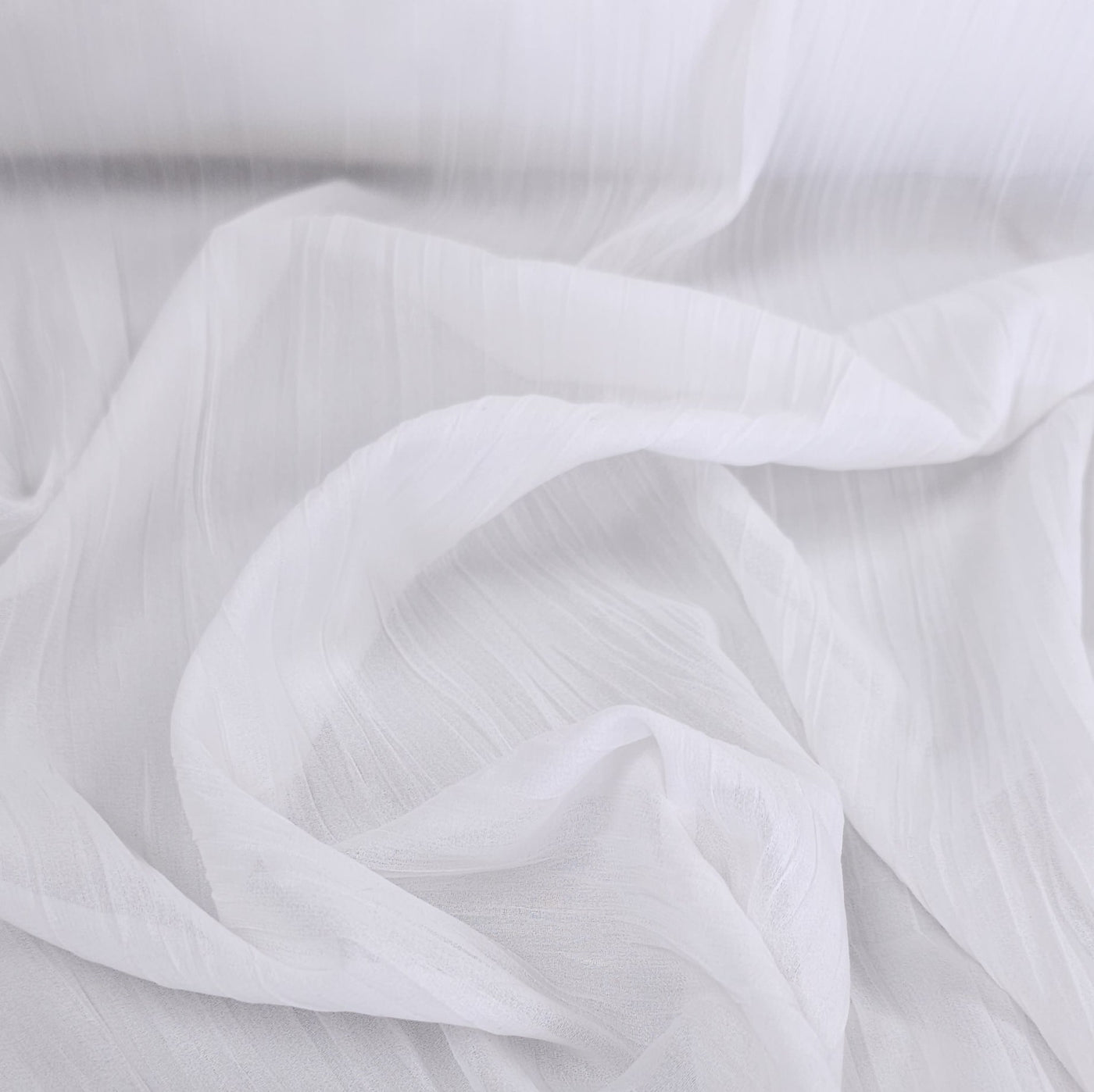 Plisse Chiffon Fabric | White
