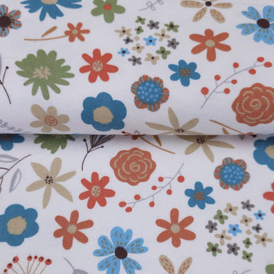 White Ground Fabric Floral Print Cotton