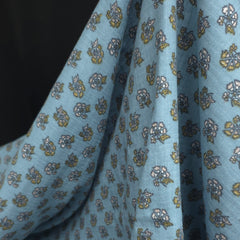 Double Gauze Cotton | Mini Floral | Dusty Blue