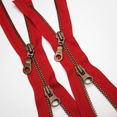 YKK | Open-End Zipper | Metal | 2 Ways | Red | #5 | 26'' - 66 cm 