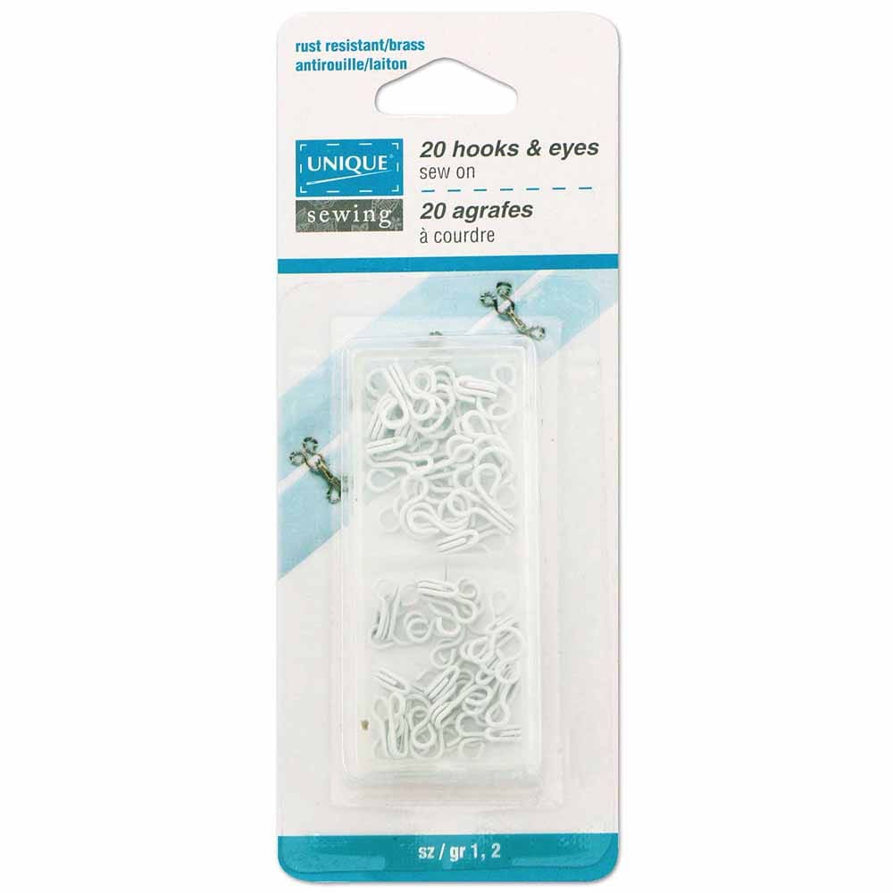 UNIQUE SEWING | Assorted Hooks And Eyes | White | 20 sets