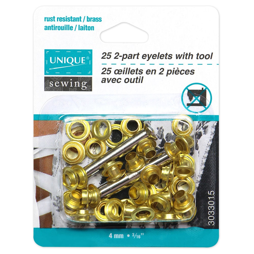 UNIQUE | 2-Part Eyelets with Tool Gold 4mm 