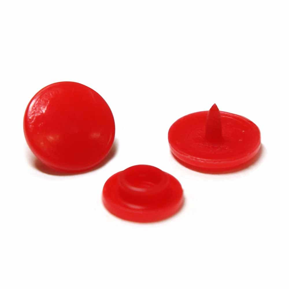 UNIQUE | Plastic Snap Fasteners | Size 2 / 11 mm (3⁄8″) | 30 sets - Red