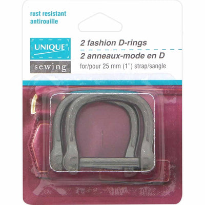 UNIQUE | Fashion Metal D-Rings | 25mm (1″) | Gunmetal | 2 pcs.