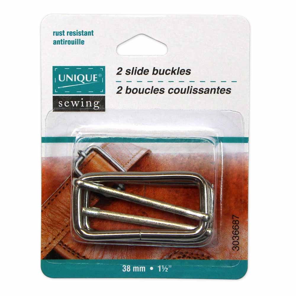 UNIQUE | 2 Slide Buckles | Metal - 38mm (11⁄2″) | Silver | 2 pcs