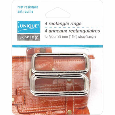 UNIQUE | Rectangle Rings | 38mm (11⁄2″) | Silver | 4 pcs.