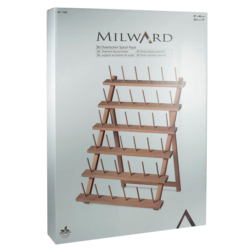 Milward | 36 Spool Wooden Thread Stand for Serger Thread | Beech Wood