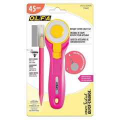 Ensemble de coupe rotatif OLFA 45 mm | Édition limitée rose | Outil de coupe pour tissu