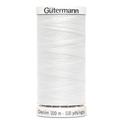 Gütermann | Thread | Jeans | 100 m | #1016 | White