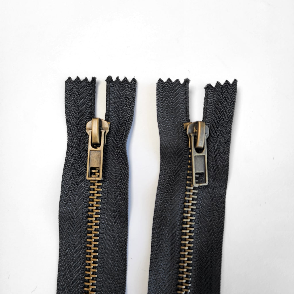 Antique Brass Zipper 5" -  Black