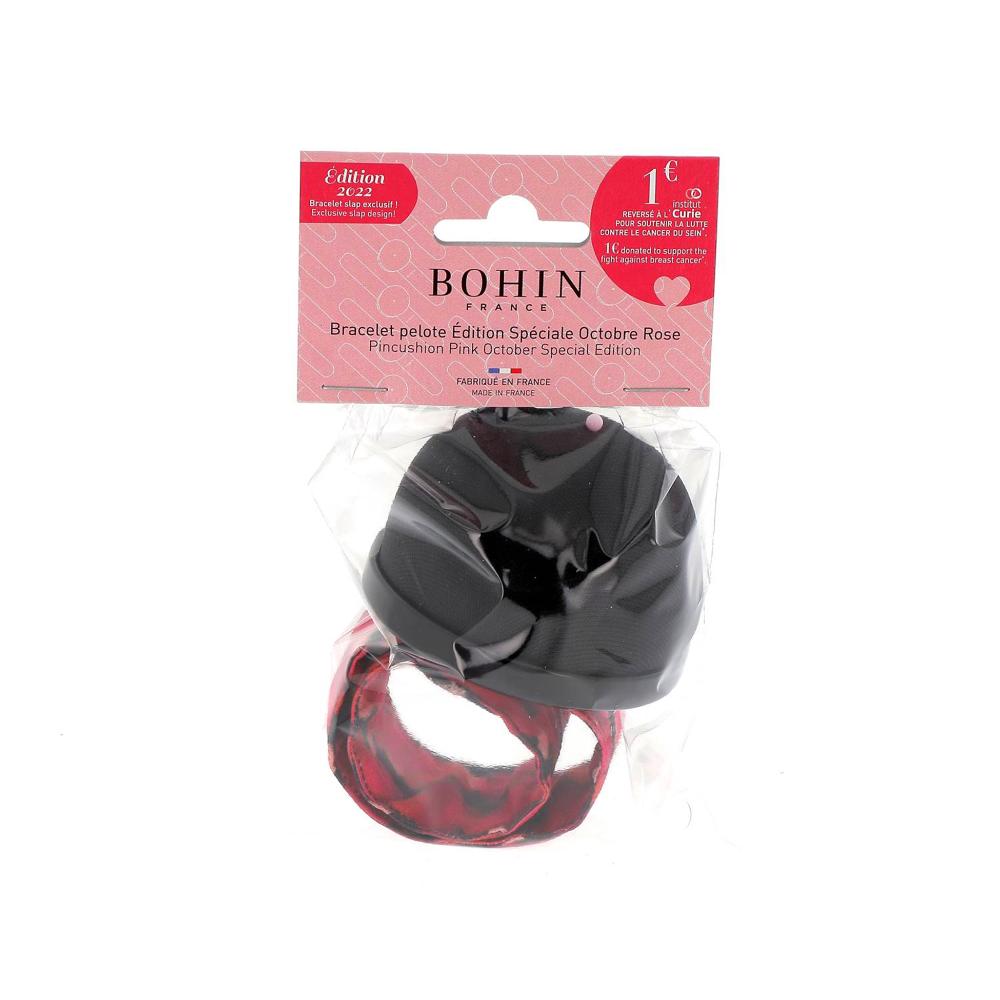 Bohin | Flexible Slap Bracelet Pincushion | Exclusive Pink & Black Design