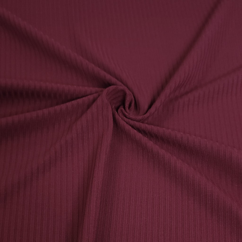 Bamboo Rib Knit Jersey | Burgundy | 90 cm | END OF ROLL