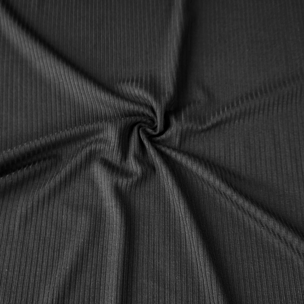 Bamboo Rib Knit Jersey Fabric - Black