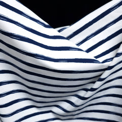 4-Way Stretch Swim Fabric | Nautical Brush Stripes | Navy & White | Les Tissées Exclusive