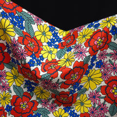 Red Retro Floral Cotton Canvas | Oeko-Tex
