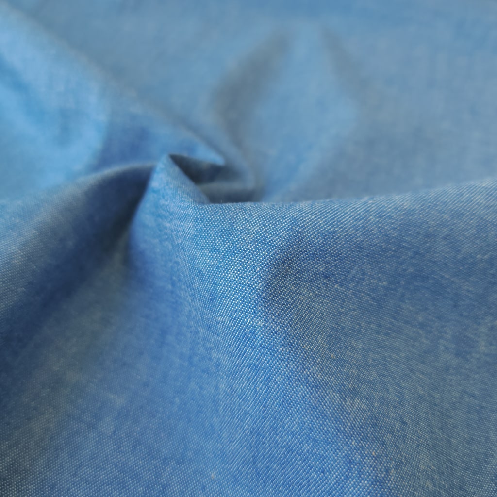 Cotton Chambray Fabric - Medium Blue
