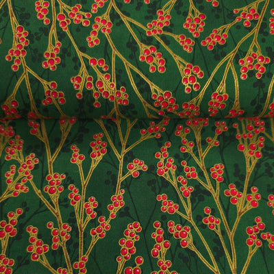 100% Cotton | Holiday Flourish | Festive Finery | Pine | Robert Kaufman