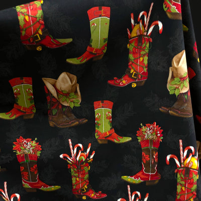 100% Cotton | Holly Jolly Christmas | Black | Robert Kaufman