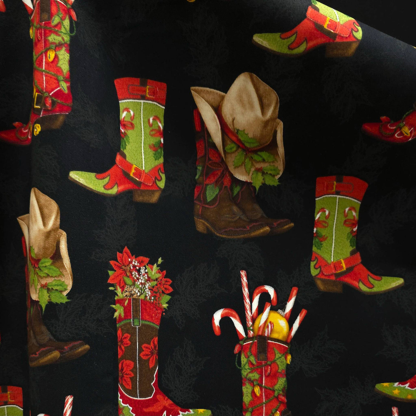 100% Cotton | Holly Jolly Christmas | Black | Robert Kaufman