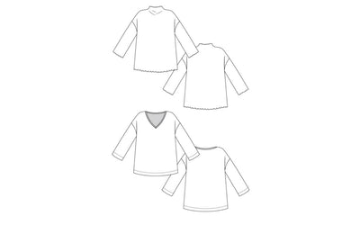 PDF Sewing Pattern | Olo Funnel Neck Tee &amp; V-Neck Tee | Named Clothing