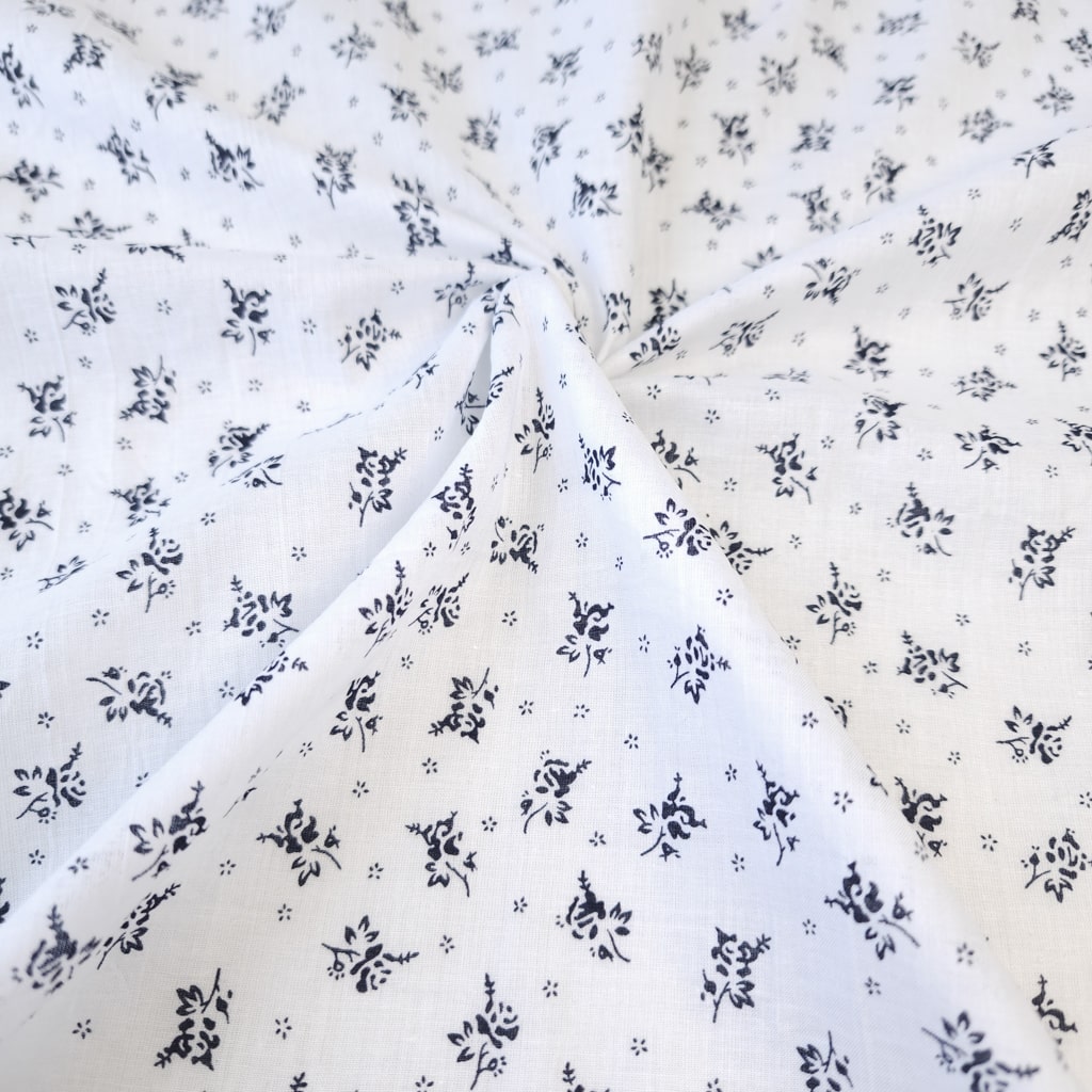 Cotton Fabric - Navy Flowers