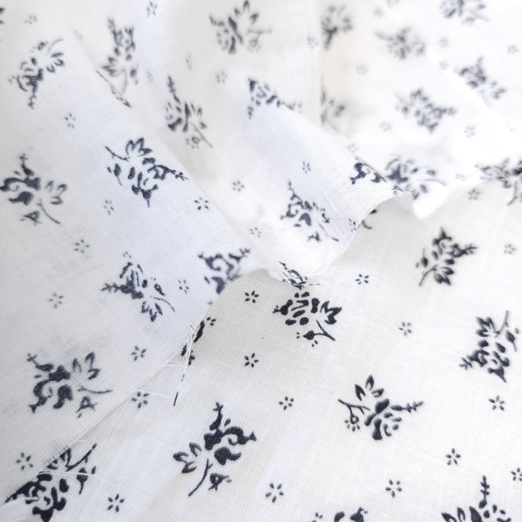 Cotton Fabric - Navy Flowers