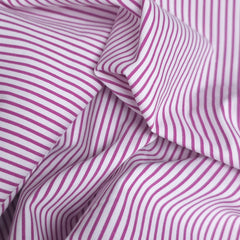 Printed Cotton Poplin Fabric | Magenta & White Stripes