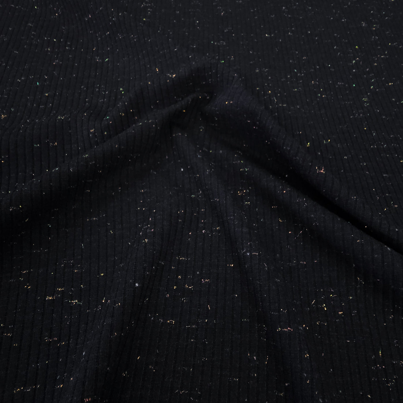 Cotton Rib Knit Jersey | Black | Metallic Sparkles Multi