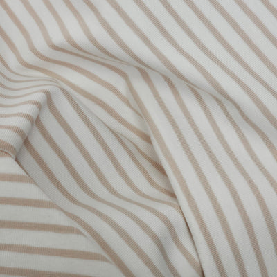 Organic Cotton Jersey | Yarn Dyed | Oeko-Tex Certified | Stripes - Light Beige