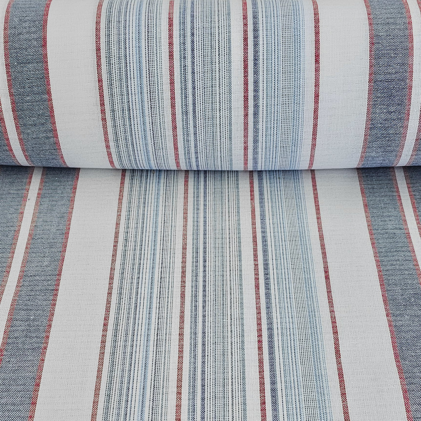 Dishcloth | Cotton & Linen | Denim & Red Stripes