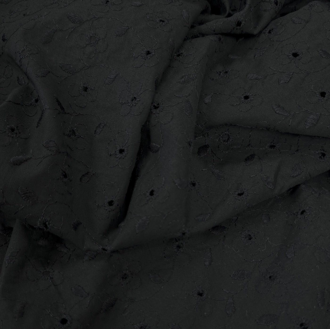 Eyelet Cotton Voile | Flowers | Black