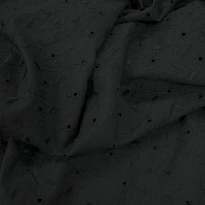 Eyelet Cotton Voile | Flowers | Black