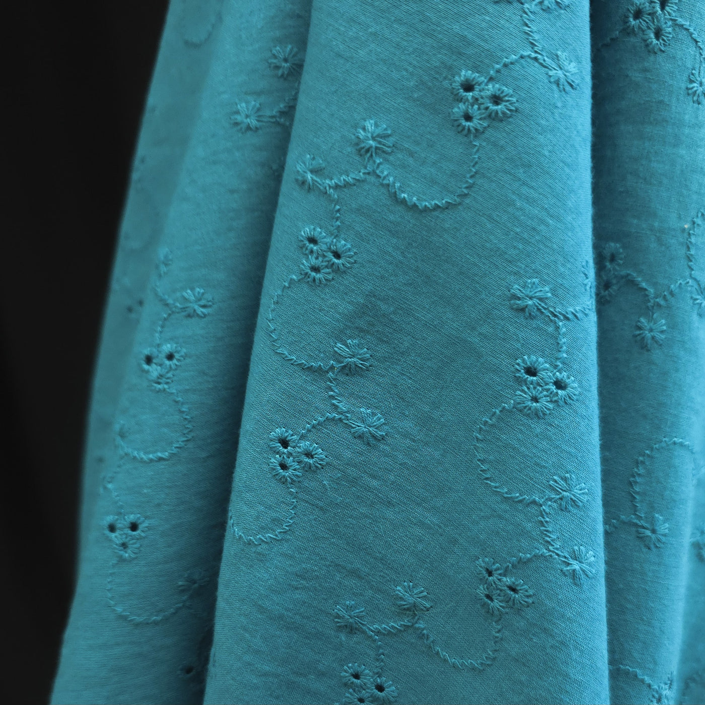 Eyelet Cotton Voile | Flowers | Teal