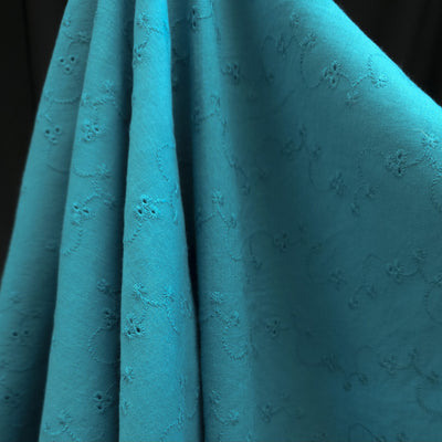 Eyelet Cotton Voile | Flowers | Teal