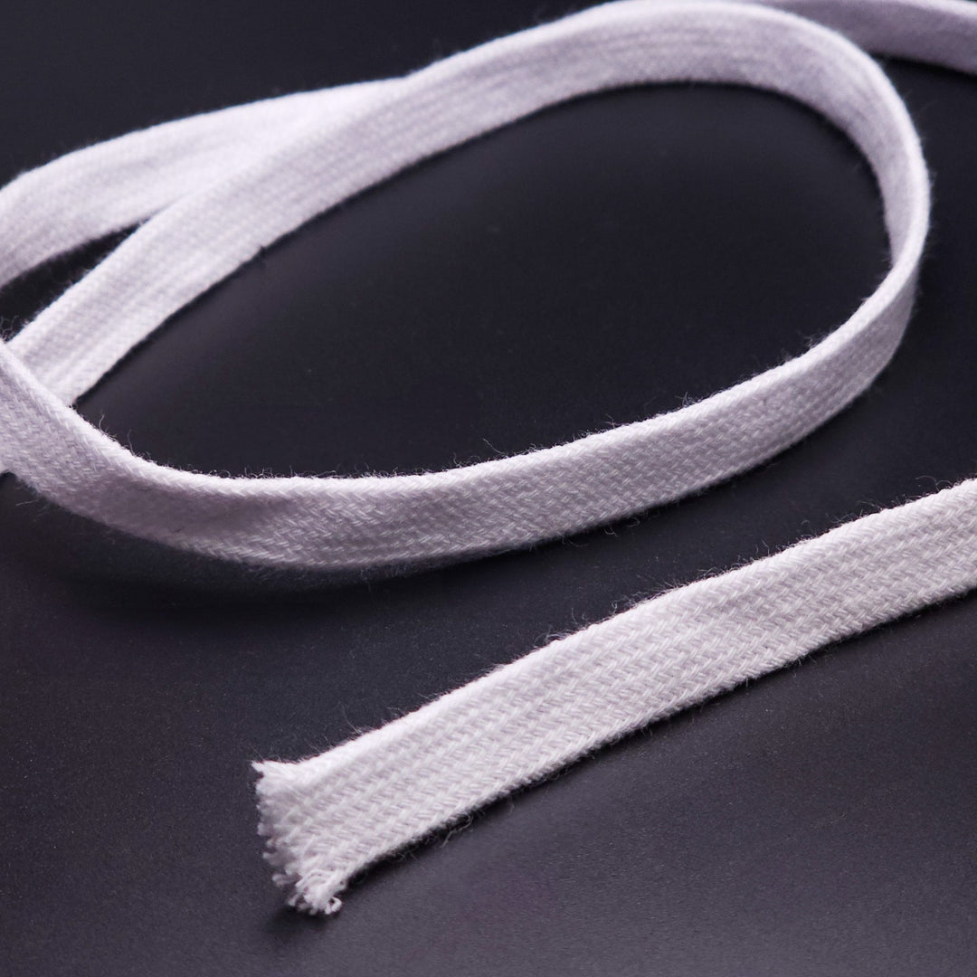 Cordon Plat 100% Coton Crème 10mm X 10m - Pour Customisation Vêtements, Décoration, Laçage