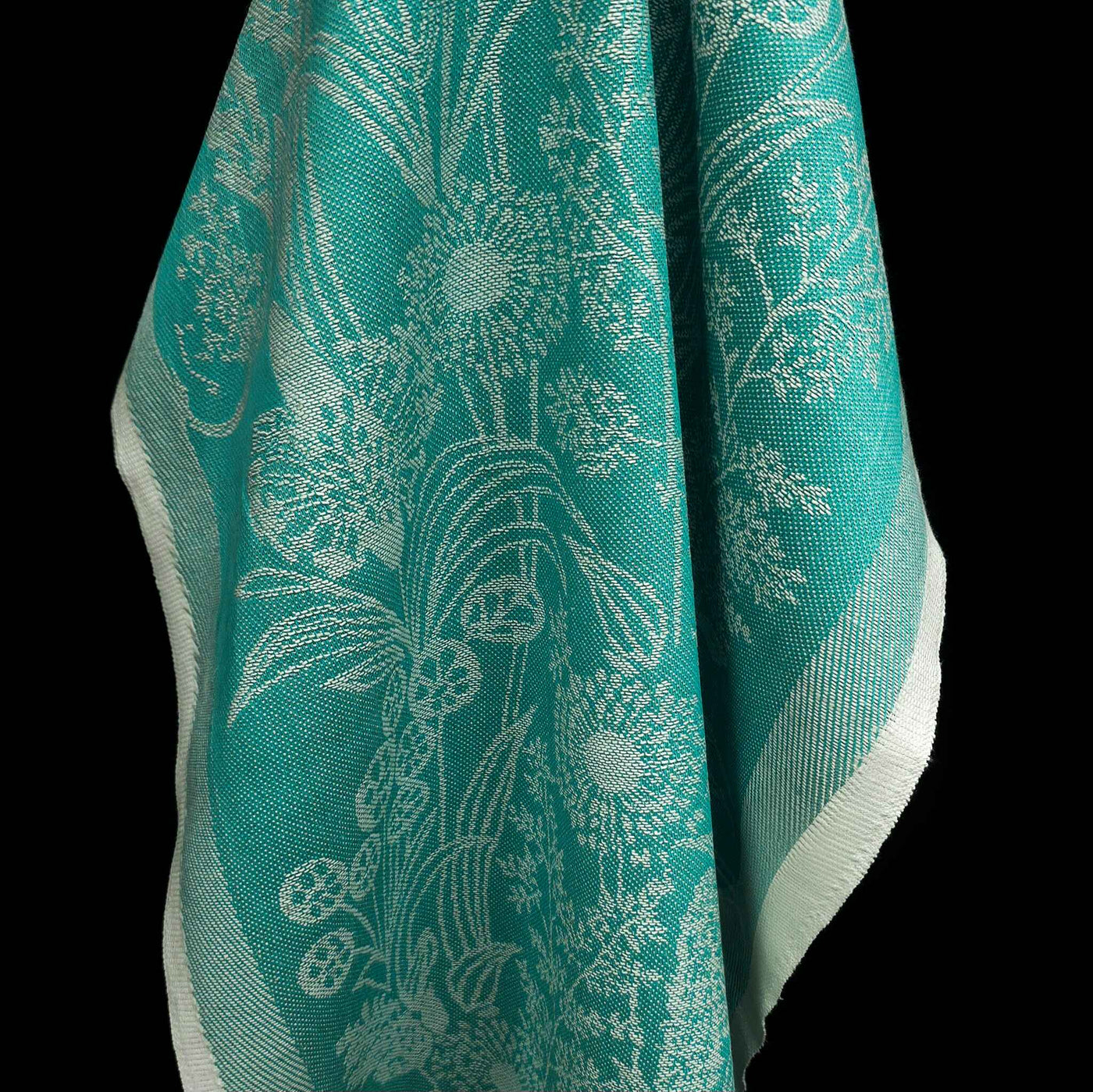 Dishcloth Fabric | Cotton & Linen | Flowers | Teal