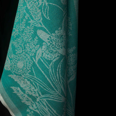 Dishcloth Fabric | Cotton & Linen | Flowers | Teal