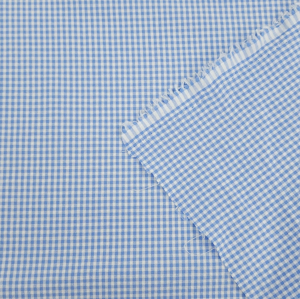 Gingham Cotton Fabric - Blue & White