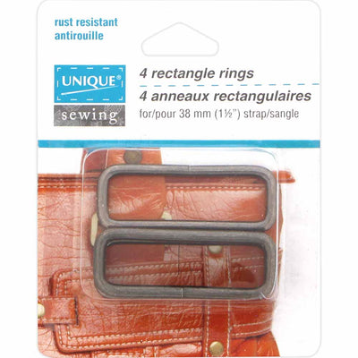 UNIQUE | Rectangle Rings | 38mm (11⁄2″) | Silver | 4 pcs.