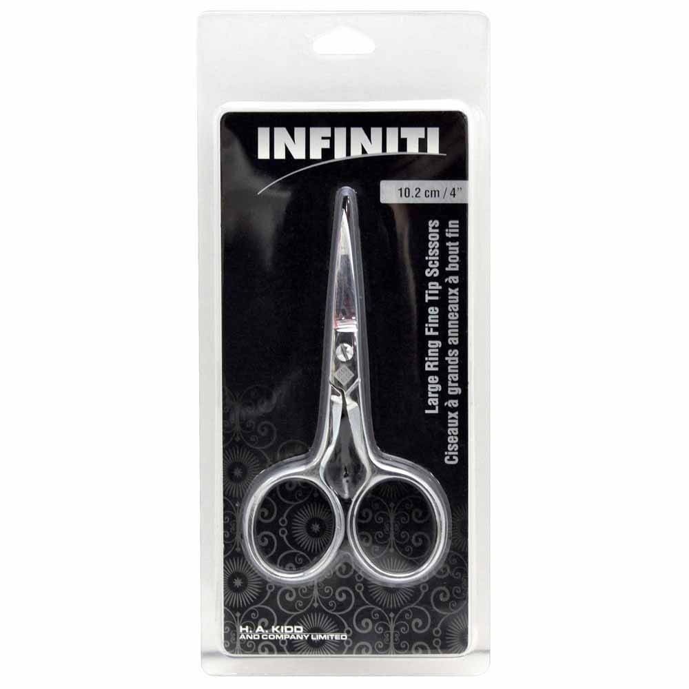 INFINITI | Large Ring Fine Tip Forged Steel Scissors | 4″ (10.2cm)