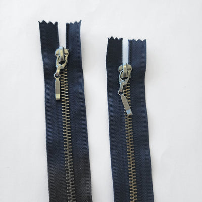 KKF Antique Silver  Zipper | 5" / 13 cm | Dark Blue