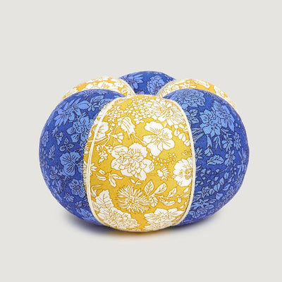 Liberty | Round Pin Cushion | Emily Belle Ultramarine and Sunshine Yellow