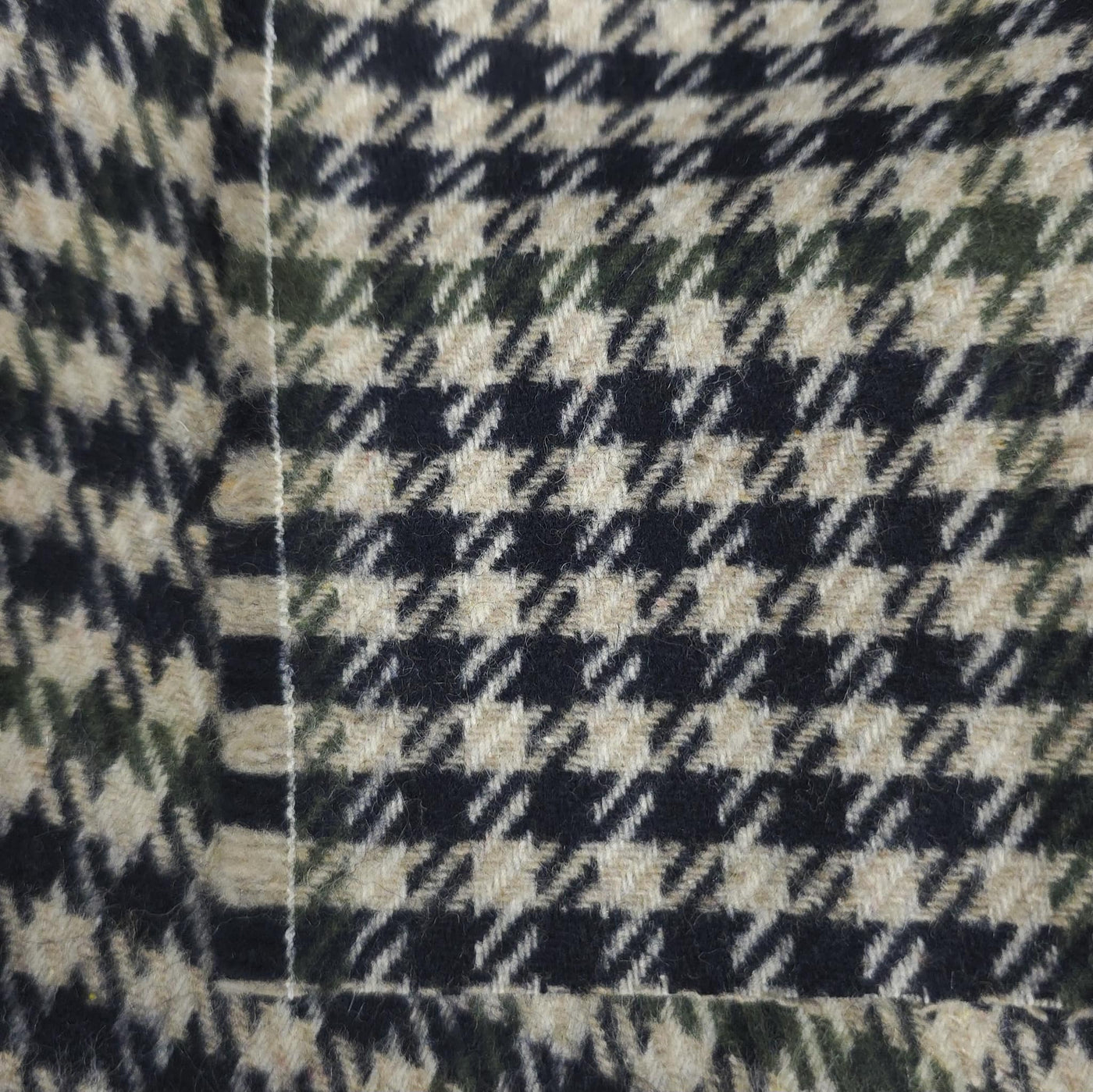 Wool Blend | Houndstooth | Navy & Green
