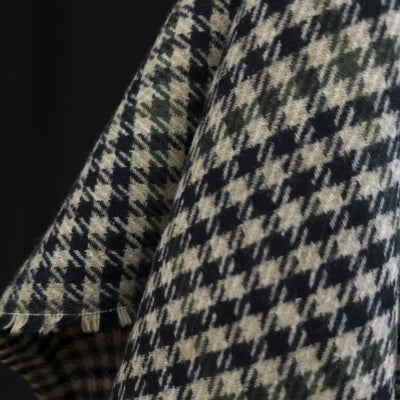Wool Blend | Houndstooth | Navy & Green